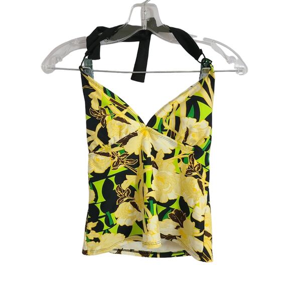 Skye Yellow Floral Plunging Tankini Set With Hipster Black Bikini Bottoms SP - Picture 4 of 9